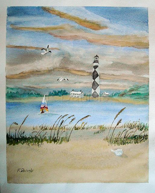 Lookout.jpg - Cape Lookout from Shackelford Banks - watercolor 20"x16"