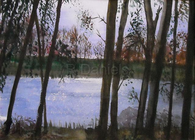 Macon1.jpg - Macon Pond 1 - watercolor 9x12