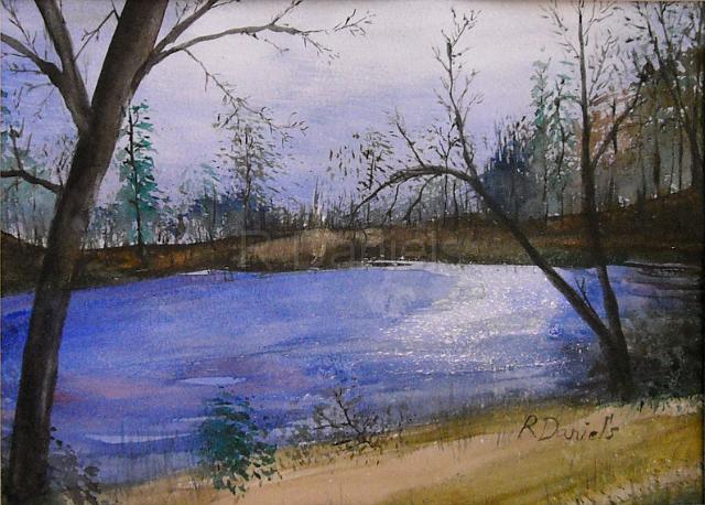 Macon2.jpg - Macon Pond 2 - watercolor 9x12